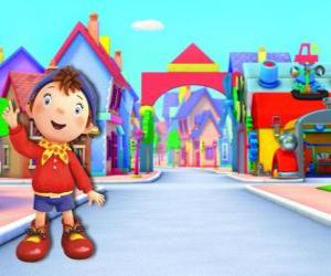 Puzzle Noddy είναι ένα παιδί από το ξύλο που ζει σε ένα μικρό σπίτι στο Toyland, η πόλη των παιχνιδιών